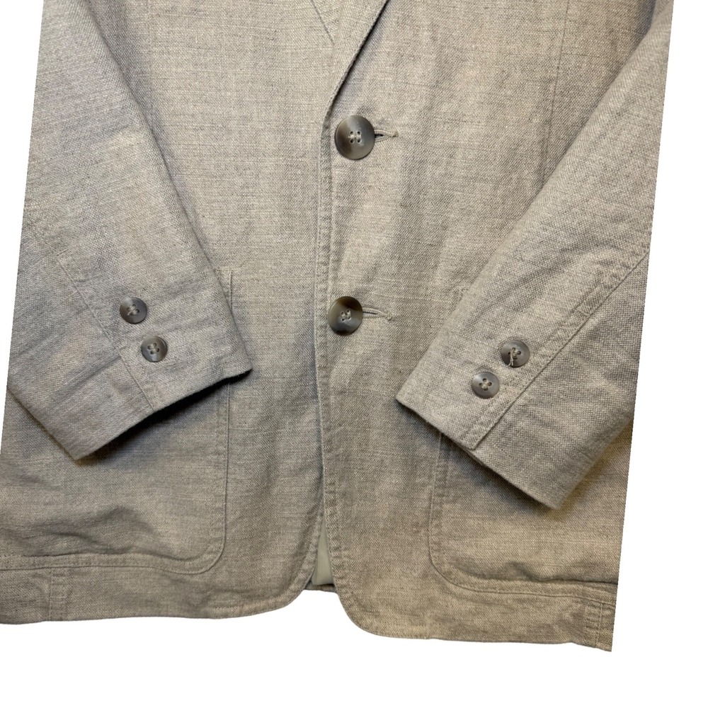 Lizwear Womens Linen Cotton Blend Blazer Beige Oatmeal Two Button Jacket Size 10 - Picture 5 of 9